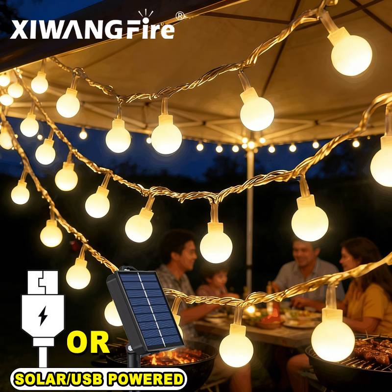Lighting Design Decor - 3-10M 태양광/USB/배터리 스트링 조명, 요정 글로브