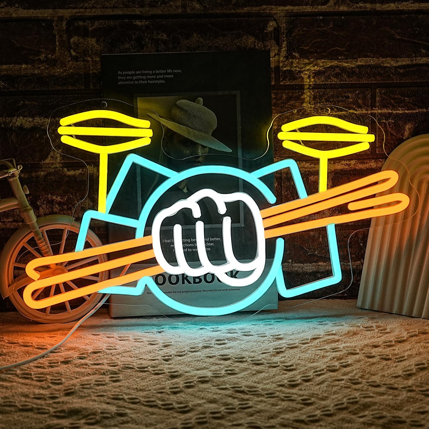 Lighting Decor Items - 드럼 세트 네온사인 USB 전원 악기