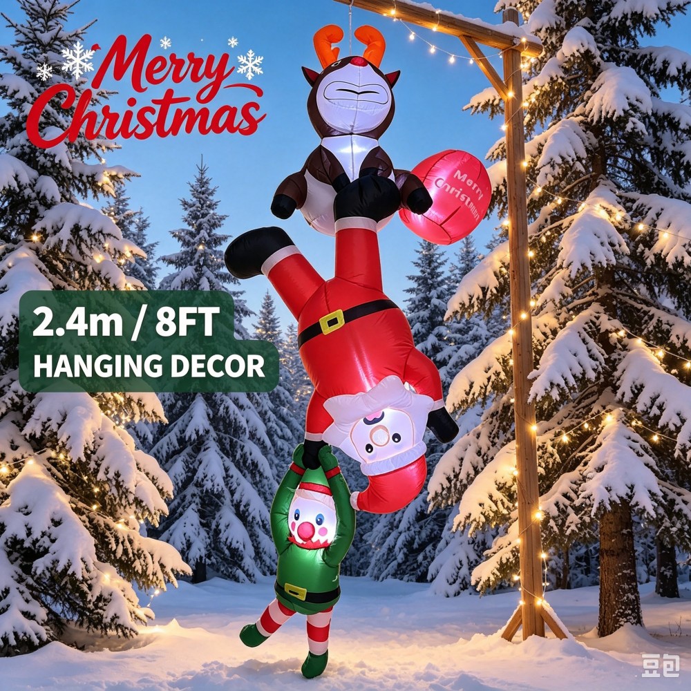 Santa'S Elves Holiday Lighting & Decor Llc - 8피트 크기의 크리스마스 장식용 에어바운스 산타,