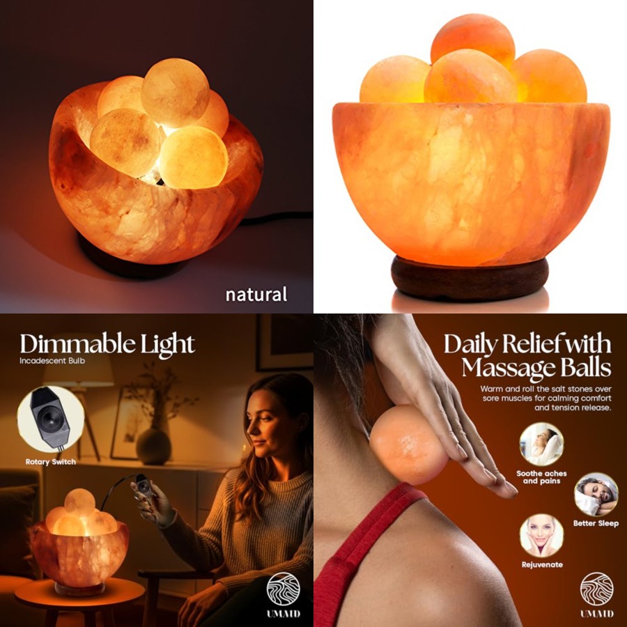 Himalayan Salt Lamp - 히말라야 소금 램프(히말라야 볼 6개 포함),