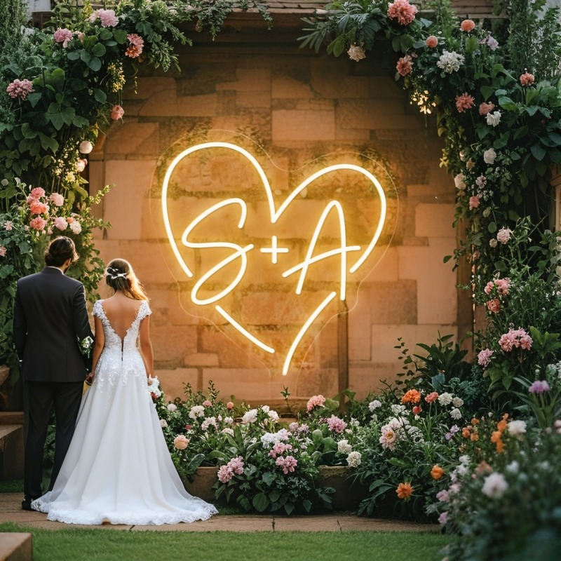 Lighting Decor Items - 맞춤 이니셜 하트 LED 네온사인, 웨딩