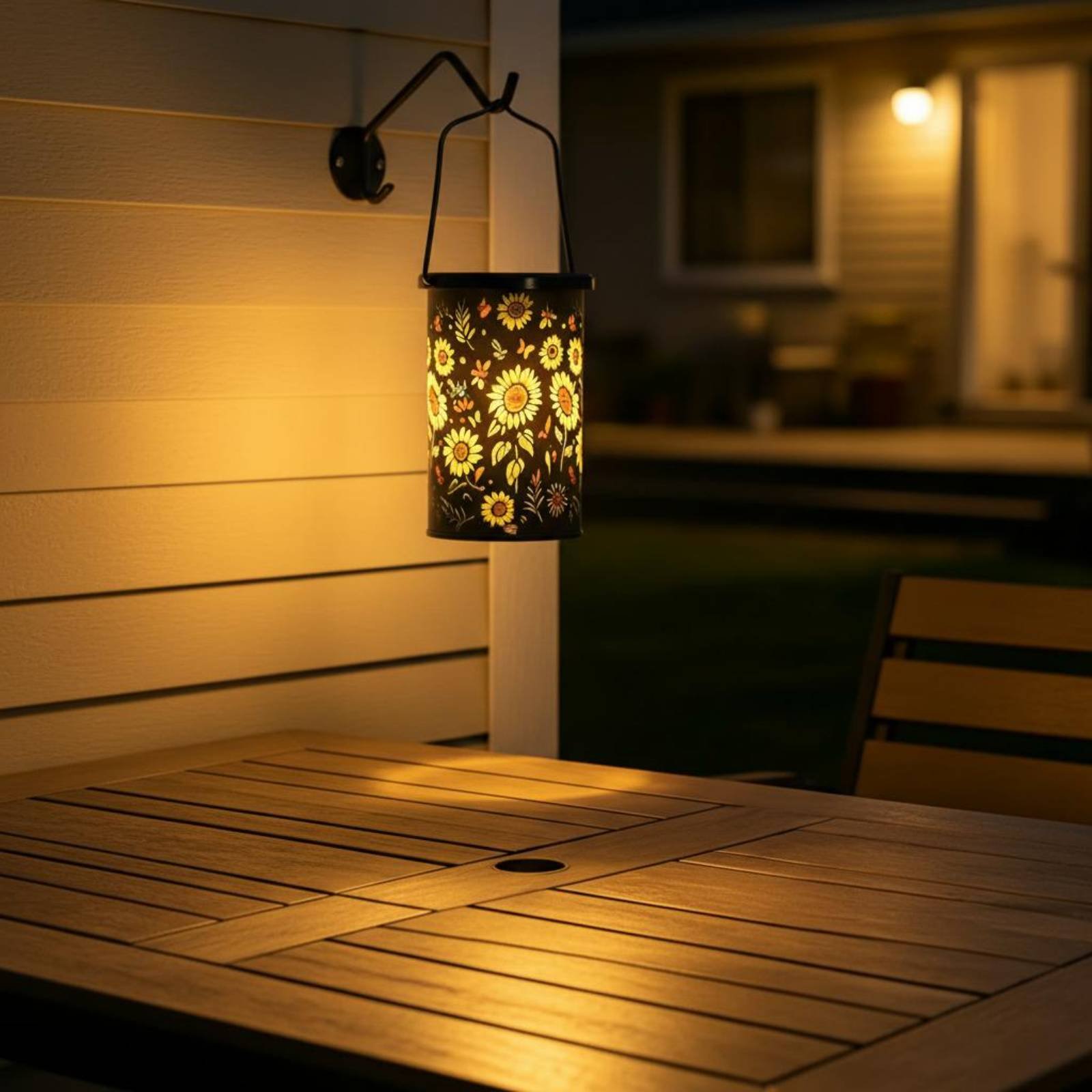 Lighting Design Decor - 꽃무늬 랜턴 빈티지 디자인 걸이형 태양광