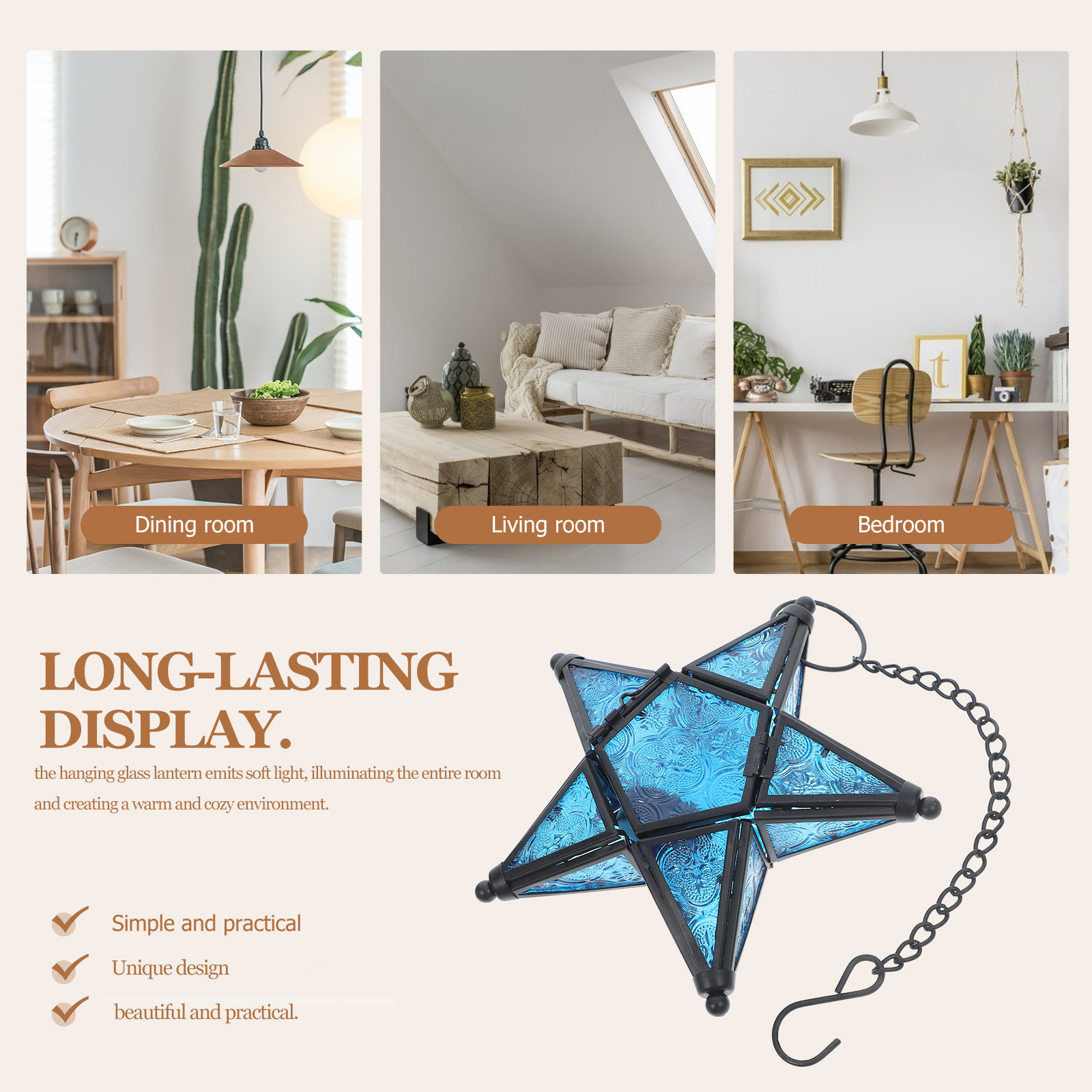 행잉 스타 랜턴, 유리 홀더, 실내외 장식용 램프, 웨 - Lighting Decor For Wedding 리뷰 및 가격