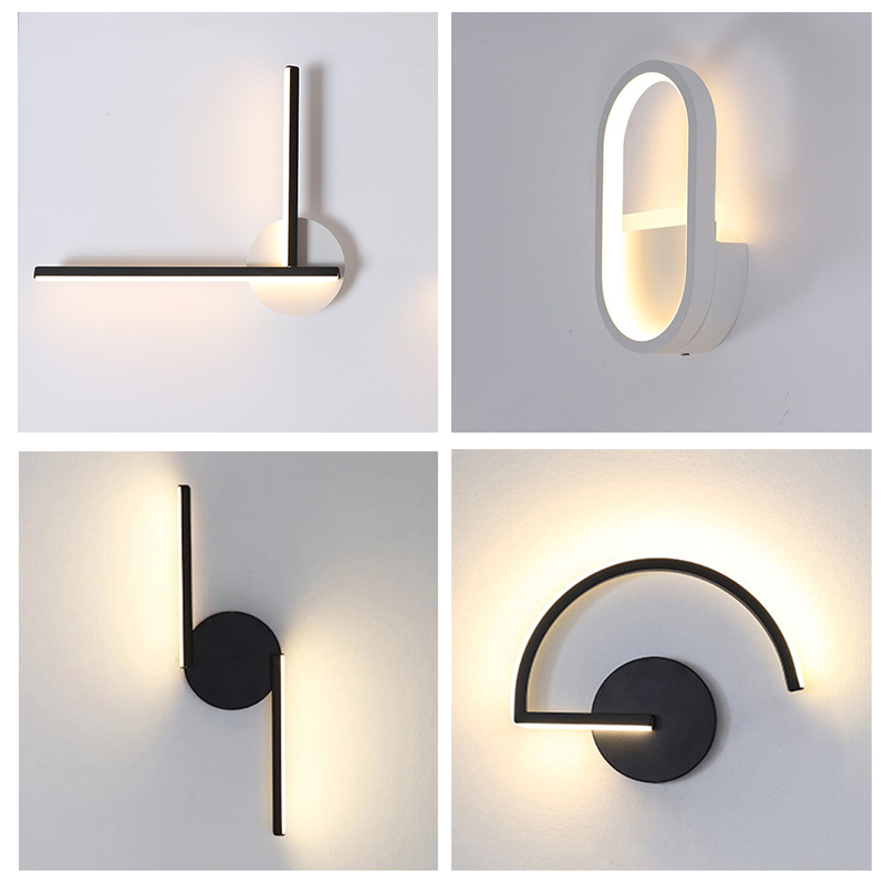 현대적인 북유럽 LED 벽등, 미니멀리스트 블랙 기하학 - Lighting Decoration In Bedroom 리뷰 및 가격
