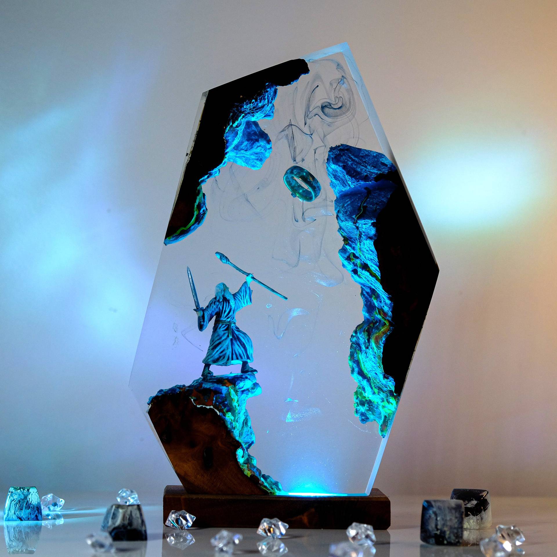 영화 장면 피규어 테이블 레진 램프 마법 반지 다채로운 - Lighting Decor Items 리뷰 및 가격