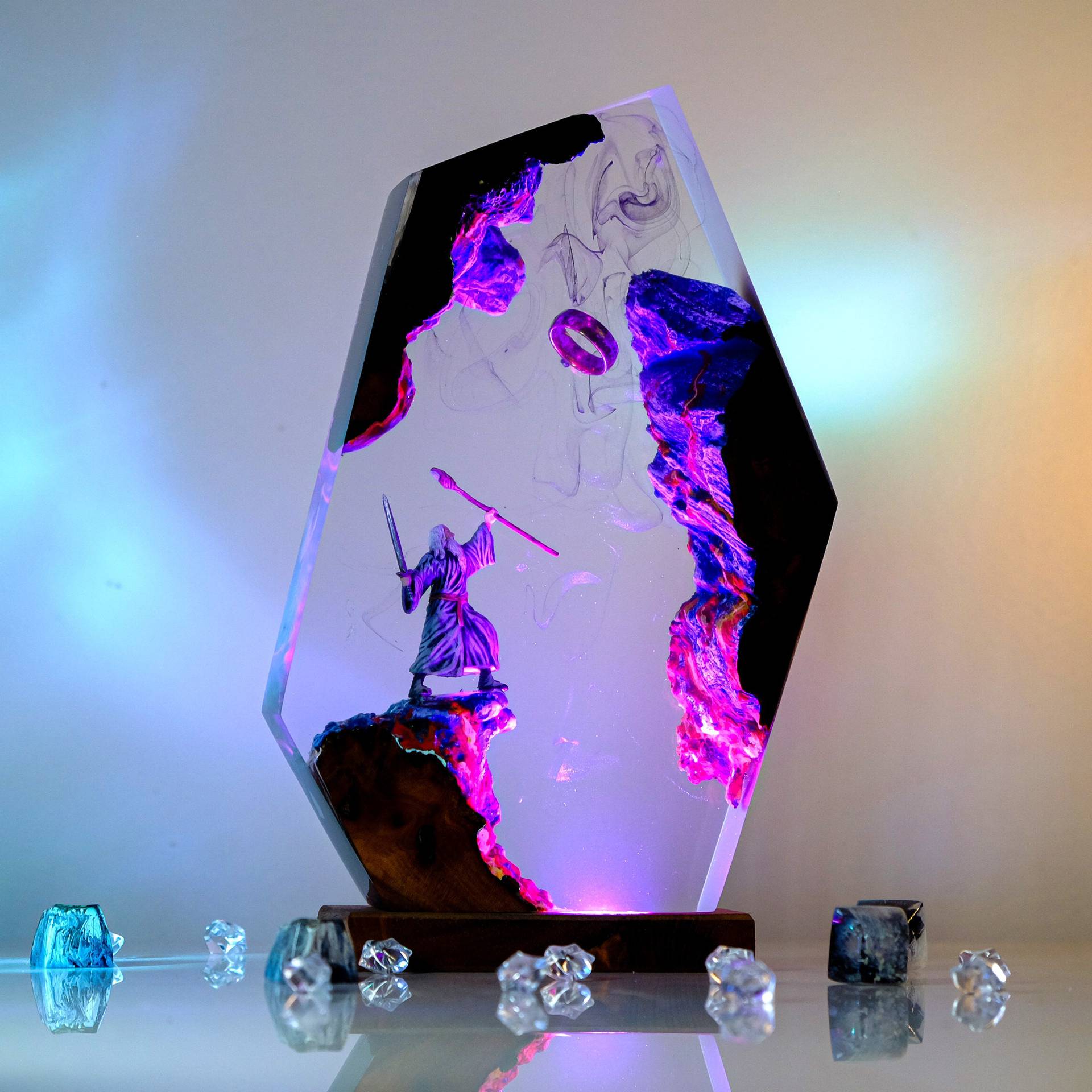 영화 장면 피규어 테이블 레진 램프 마법 반지 다채로운 - Lighting Decor Items 리뷰 및 가격