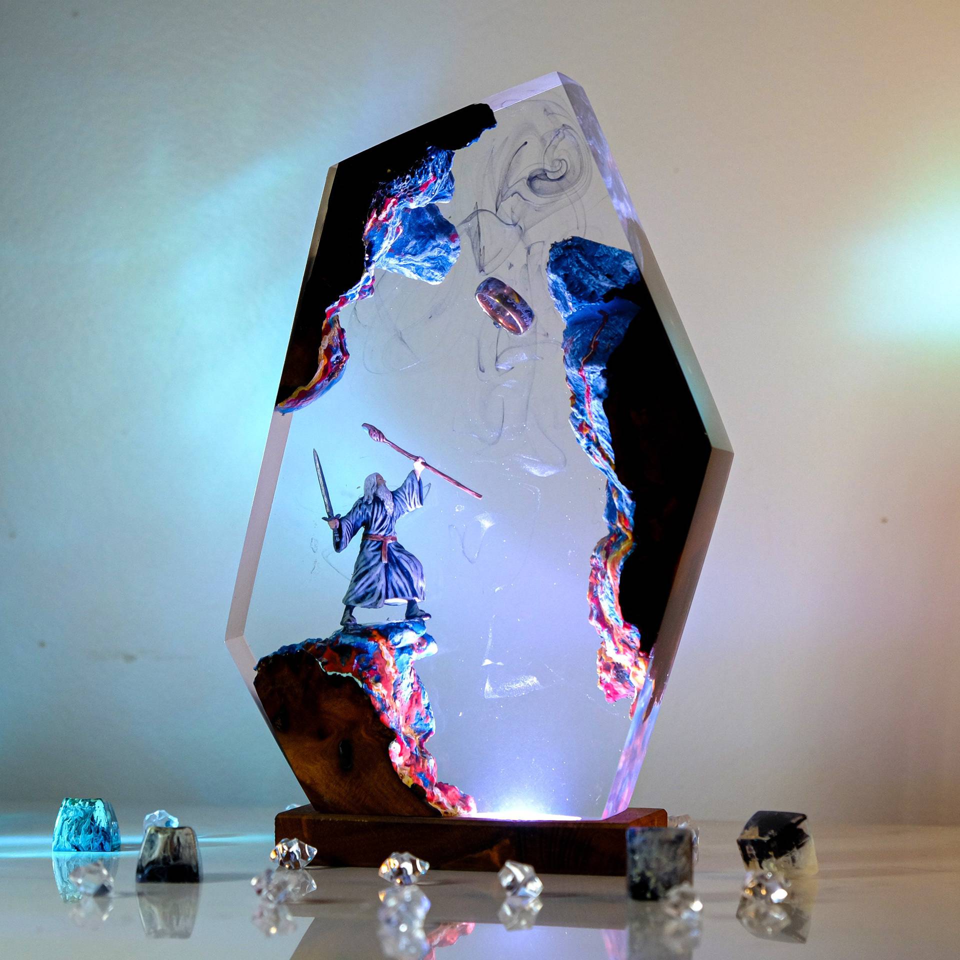 영화 장면 피규어 테이블 레진 램프 마법 반지 다채로운 - Lighting Decor Items 리뷰 및 가격