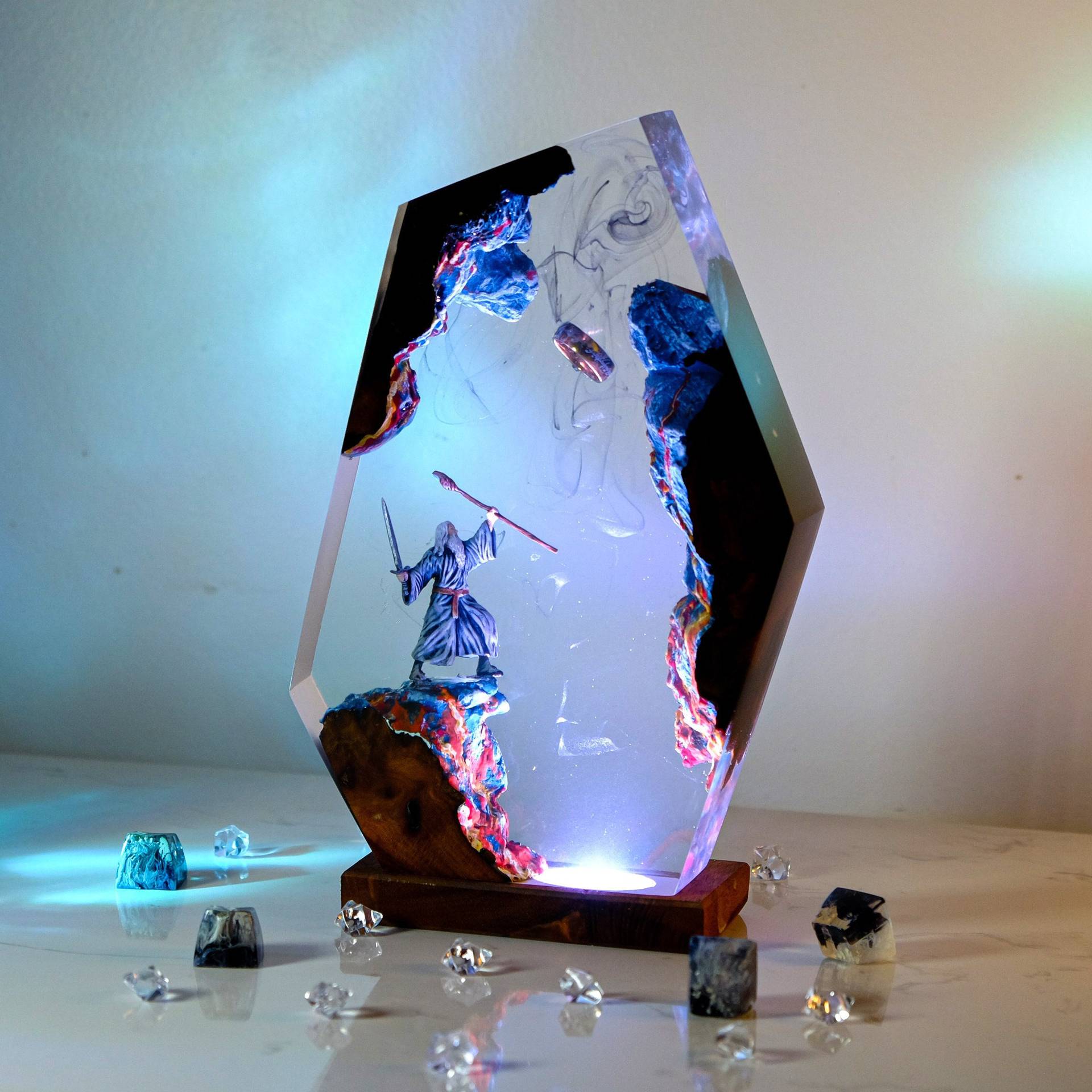 영화 장면 피규어 테이블 레진 램프 마법 반지 다채로운 - Lighting Decor Items 리뷰 및 가격
