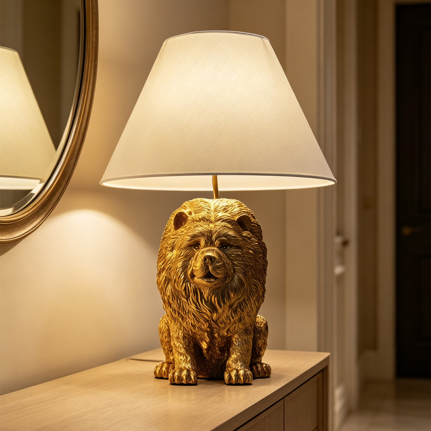 창의적인 초우 초우 강아지 모양의 레진 데스크 램프,  - Lighting Decoration In Bedroom 리뷰 및 가격