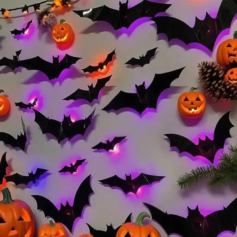 일반적인 3D 박쥐 벽 스티커 보라색 LED 야간 조명 - Lighting Home Decor Products 리뷰 및 가격
