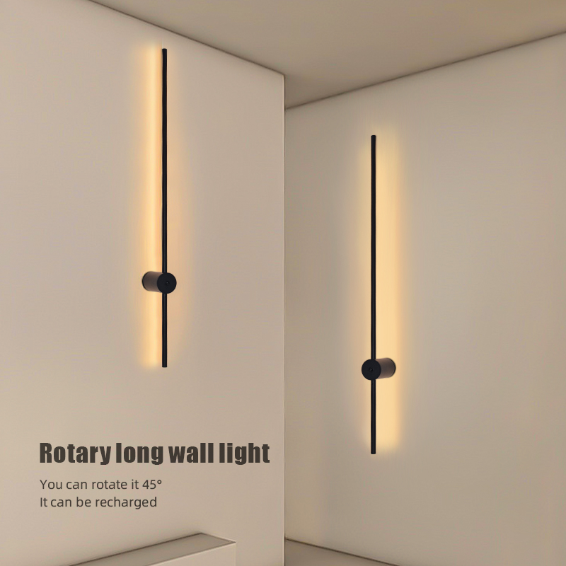 현대적인 충전식 LED 벽등 블랙 알루미늄 바디 선형  - Lighting Design Decor 리뷰 및 가격