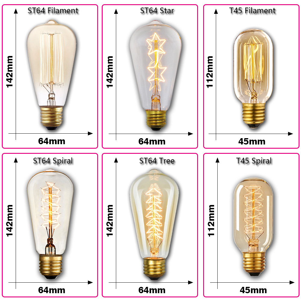레트로 에디슨 전구 E27 40W 220V A60 ST - Lighting Decor Items 리뷰 및 가격